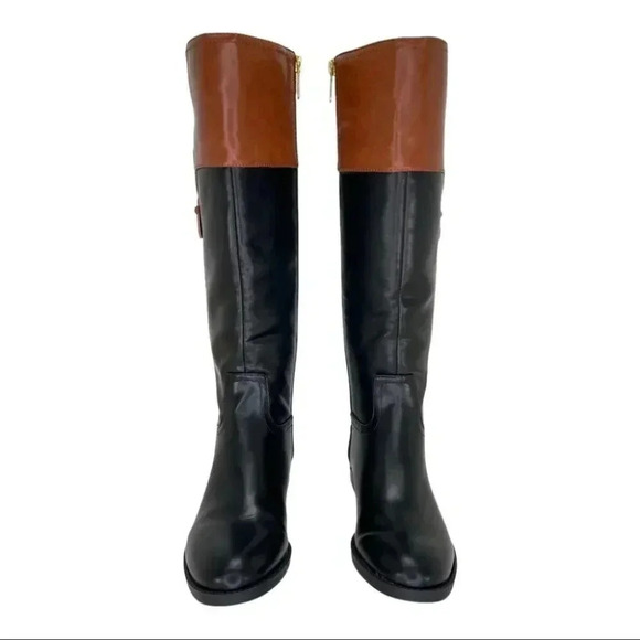 Tommy Hilfiger Ilia4 Black Tan Faux Leather Knee High Womens Boots Size 5M - Picture 4 of 12